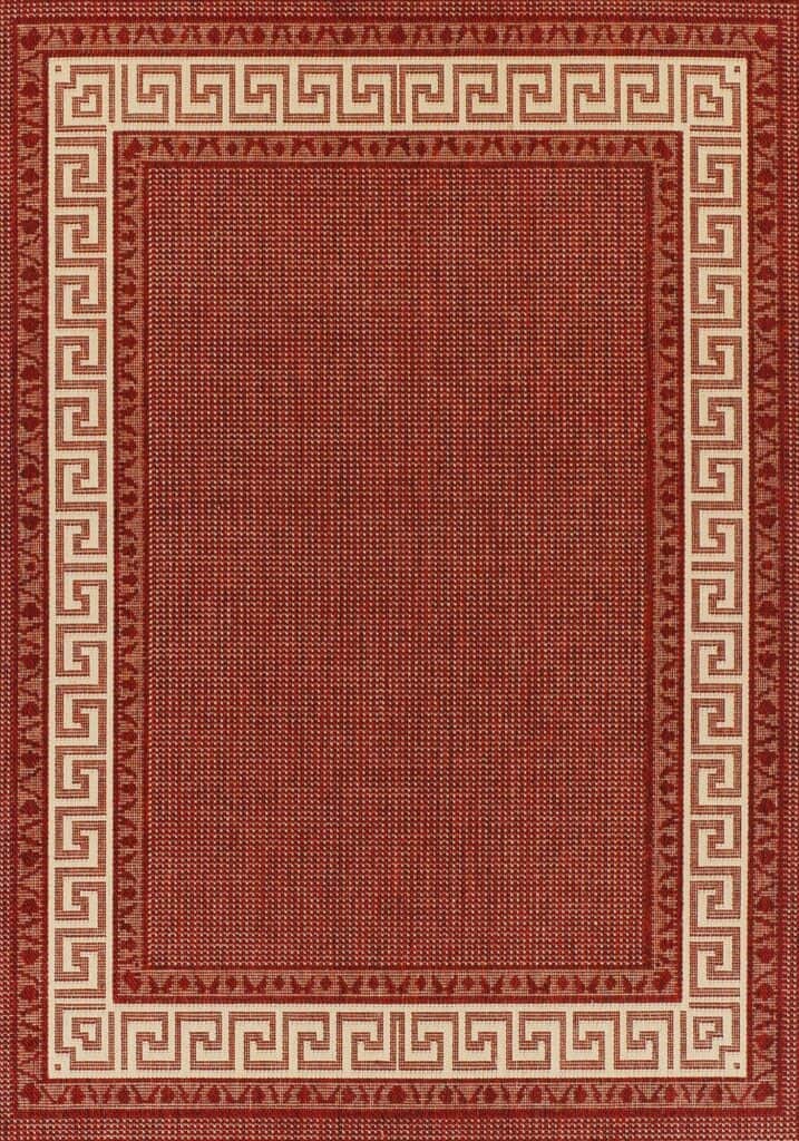 Greek Key Flatweave Red