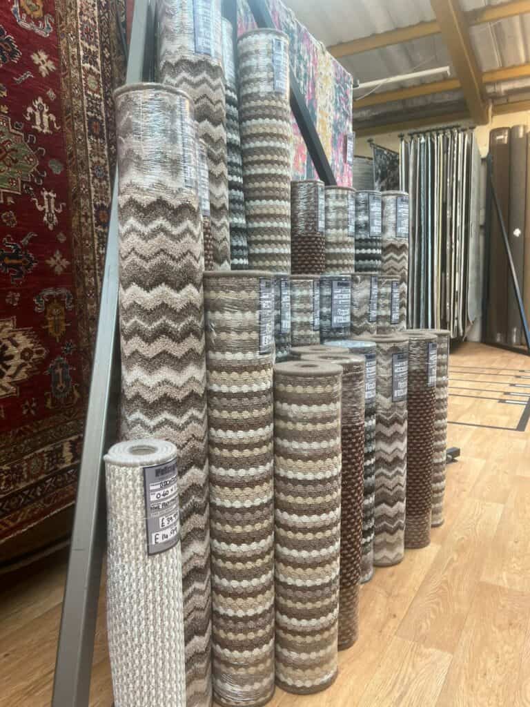 Wide view image of custom made carpet rugs.