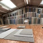 Wide shot image of our dedicated showroom for remnant rugs.