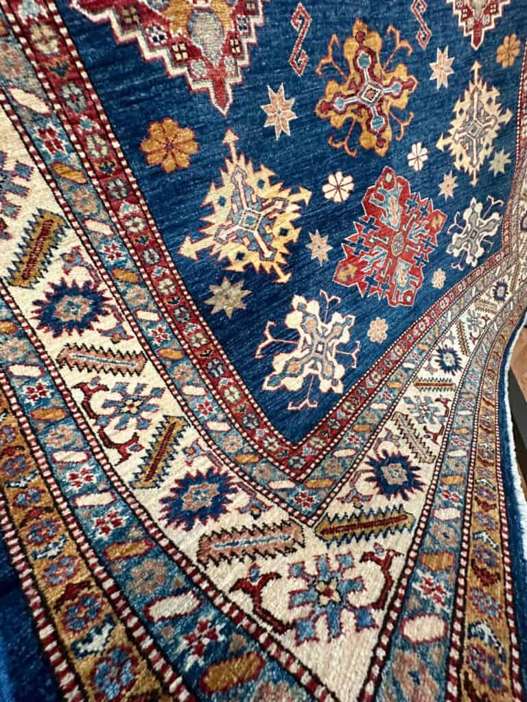Close up image showing the traditional design on one of our new oriental rugs
