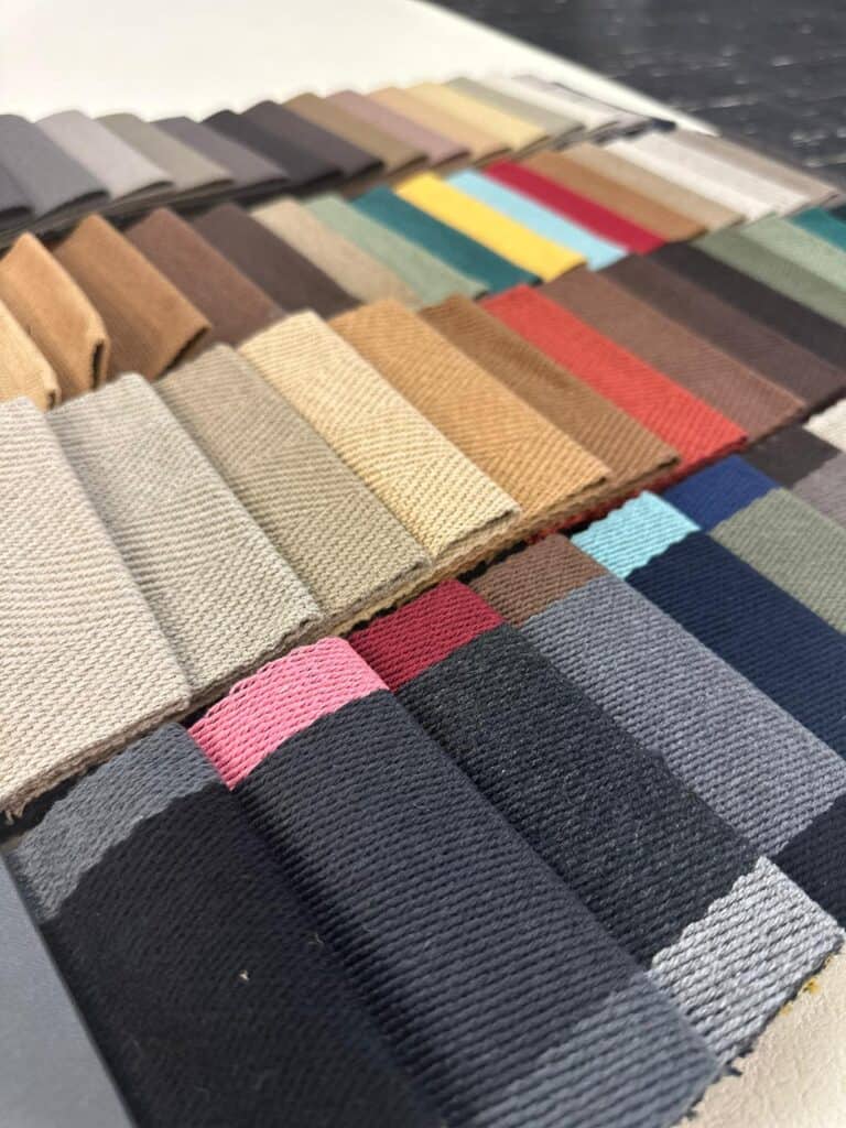 Colourful fabric swatches for interior design.