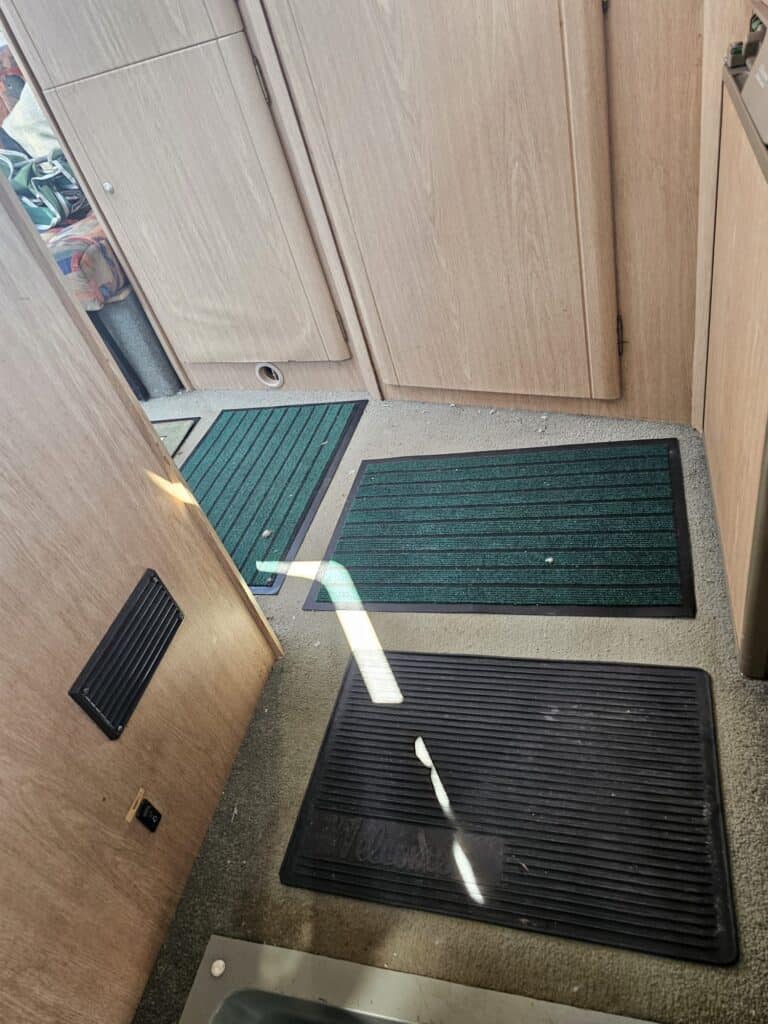 Entrance carpets looking old and worn