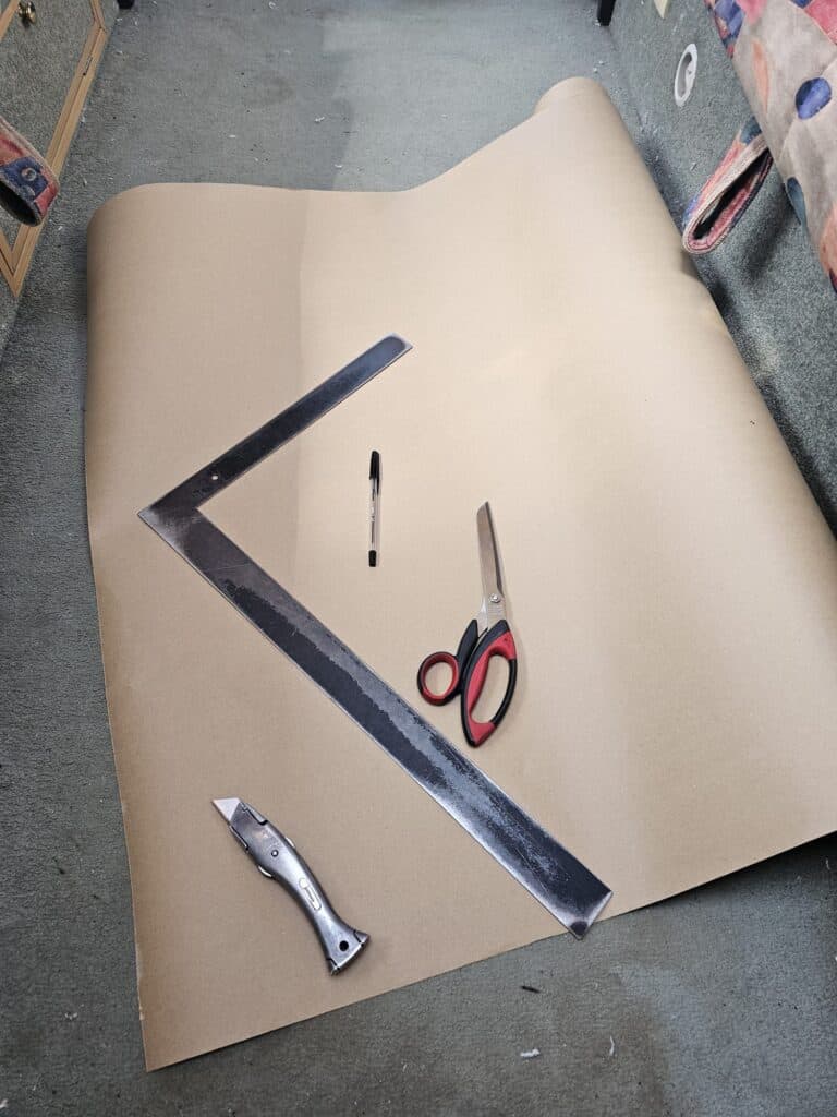 Tools laid out for templating the new carpets